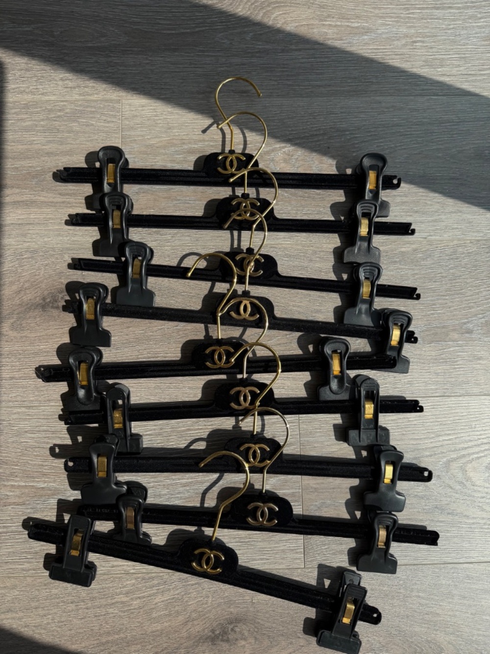 Chanel black velvet hangers 9pcs
